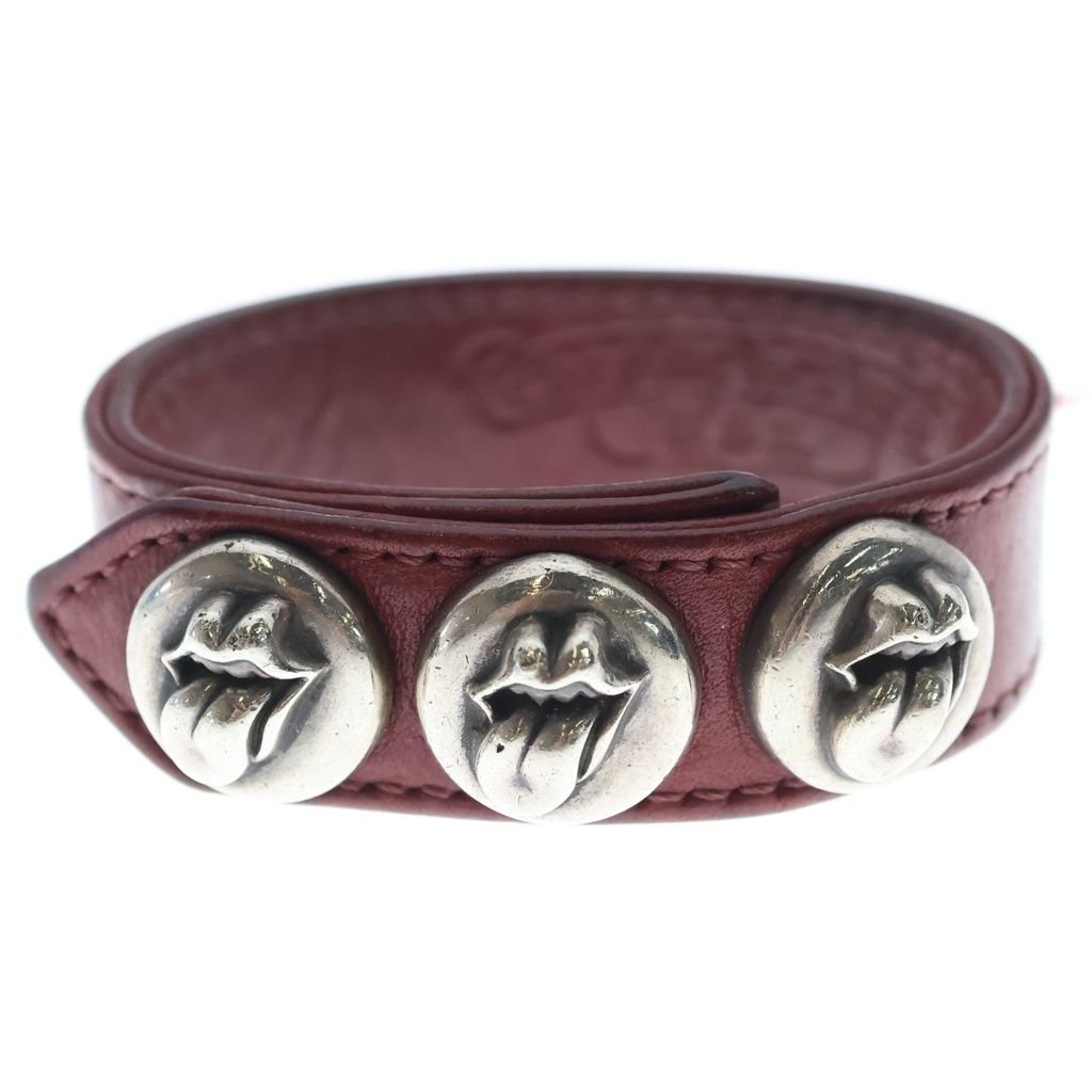 CHROME HEARTS (クロムハーツ) 3BTN 2SNP L&T リップアンドタン 3ボタン2スナップ レザーブレスレット レッド -