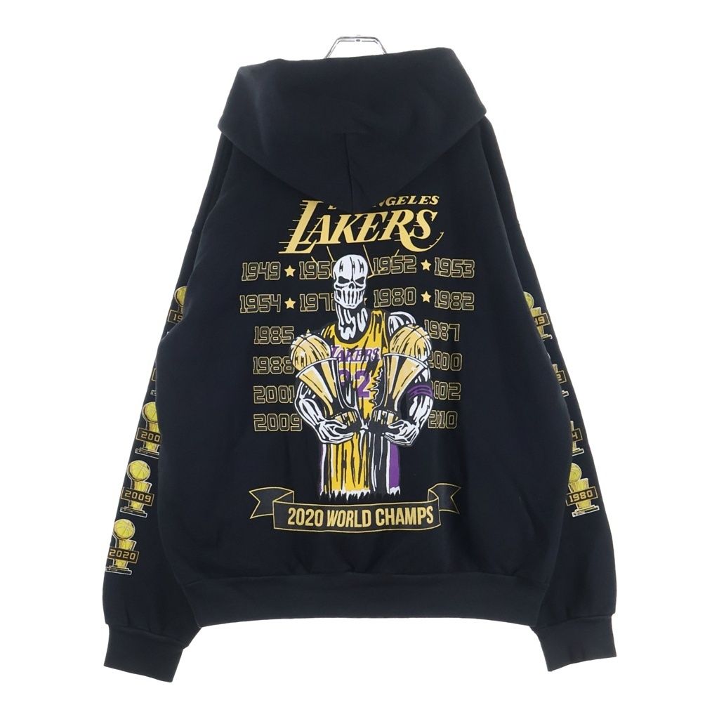 Warren Lotas (ウォーレンロータス) ×NBA×レイカーズ チャンピオンシップ バックスカルプリント プルオーバースウェットフーディー ブラック/イエロー 36,394円