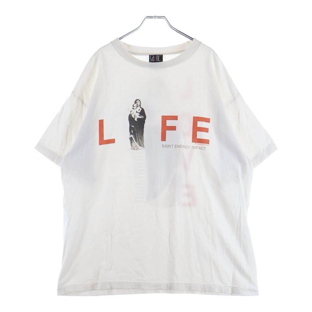 SAINT MICHAEL (セントマイケル) LIFE MARIA ライフマリア ロゴデザイン クルーネック カットソー 半袖Tシャツ ホワイト SM-S23-0000-020