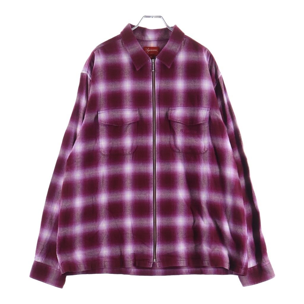 SUPREME (シュプリーム) 22AW Shadow Plaid Zip Up Shirt シャドー プレイド ジップアップ シャツジャケット レッド 21,368円