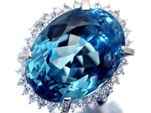 【ジュエリー極】サマーブルー輝く！超大粒上質天然ブルートパーズ23.09ct＆ダイヤモンド0.65ct 超高級Pt850リング h8912ivm【送料無料】