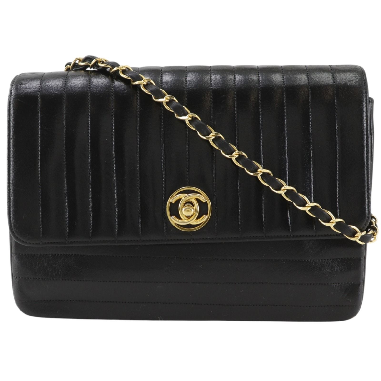 【CHANEL】シャネル マドモアゼル チェーンショルダー ヴィンテージ カーフ 黒 レディース ショルダーバッグ