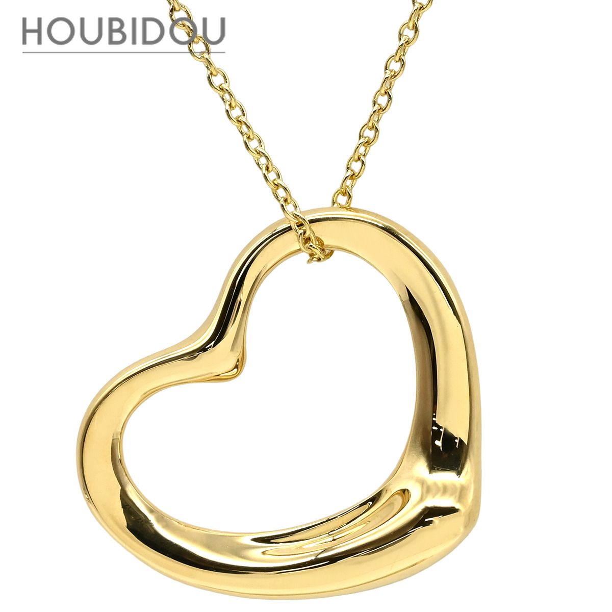 ティファニー Tiffany & Co ネックレス オープンハート 21.5mm イエローゴールド T＆Co. Au750 18K 18金 エルサペレッティ 【中古】