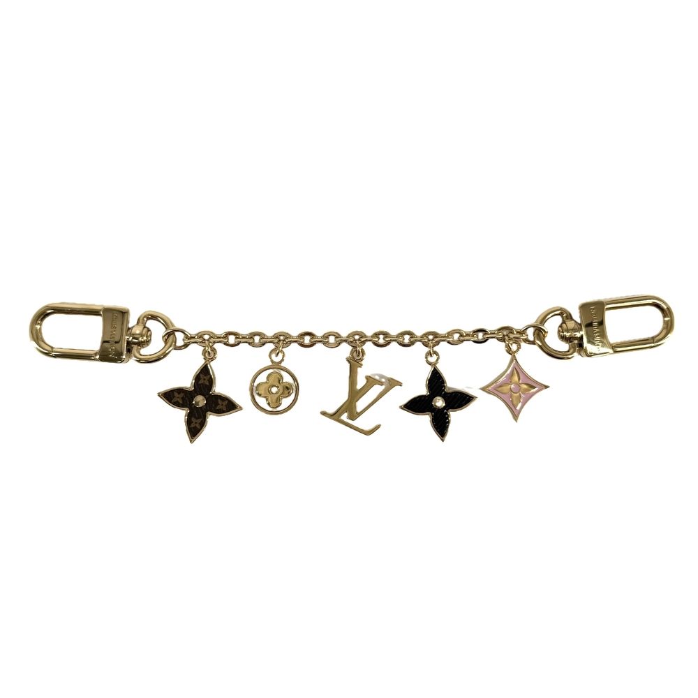 ルイヴィトン バッグチャーム レディース チェーンスプリングストリート キーホルダー モノグラム・フラワー LVイニシャル LOUIS VUITTON M01188 ゴールド 美品【中古品】