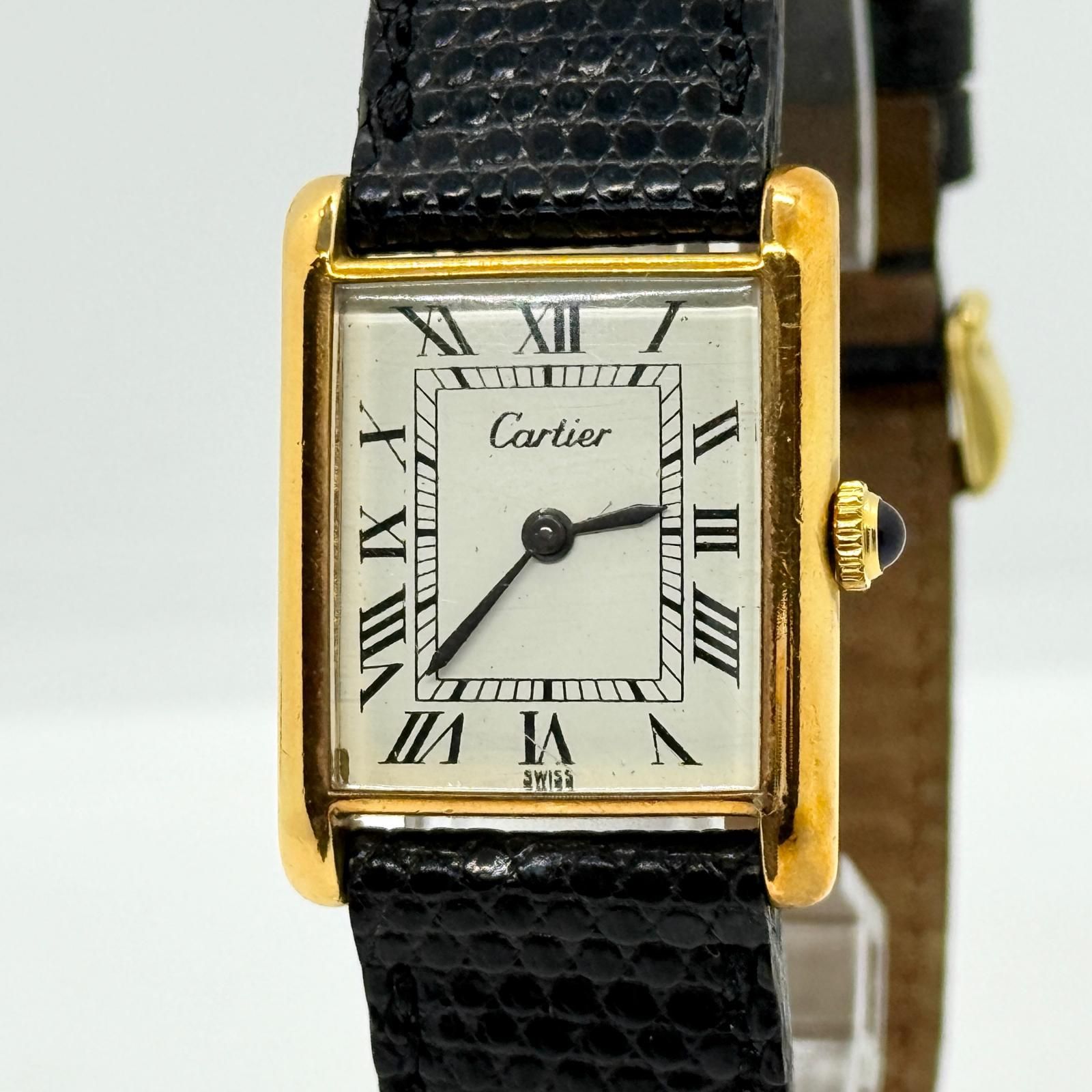 CARTIER カルティエ プレ タンク LM ホワイト 手巻き レディース ヴィンテージ 腕時計 稼働品 箱 保証書