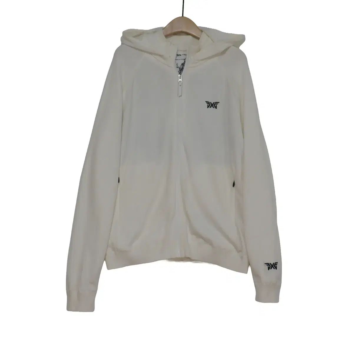 PXG カシミア100 WHO フード ジップアップ XL ゴルフ ニット 白