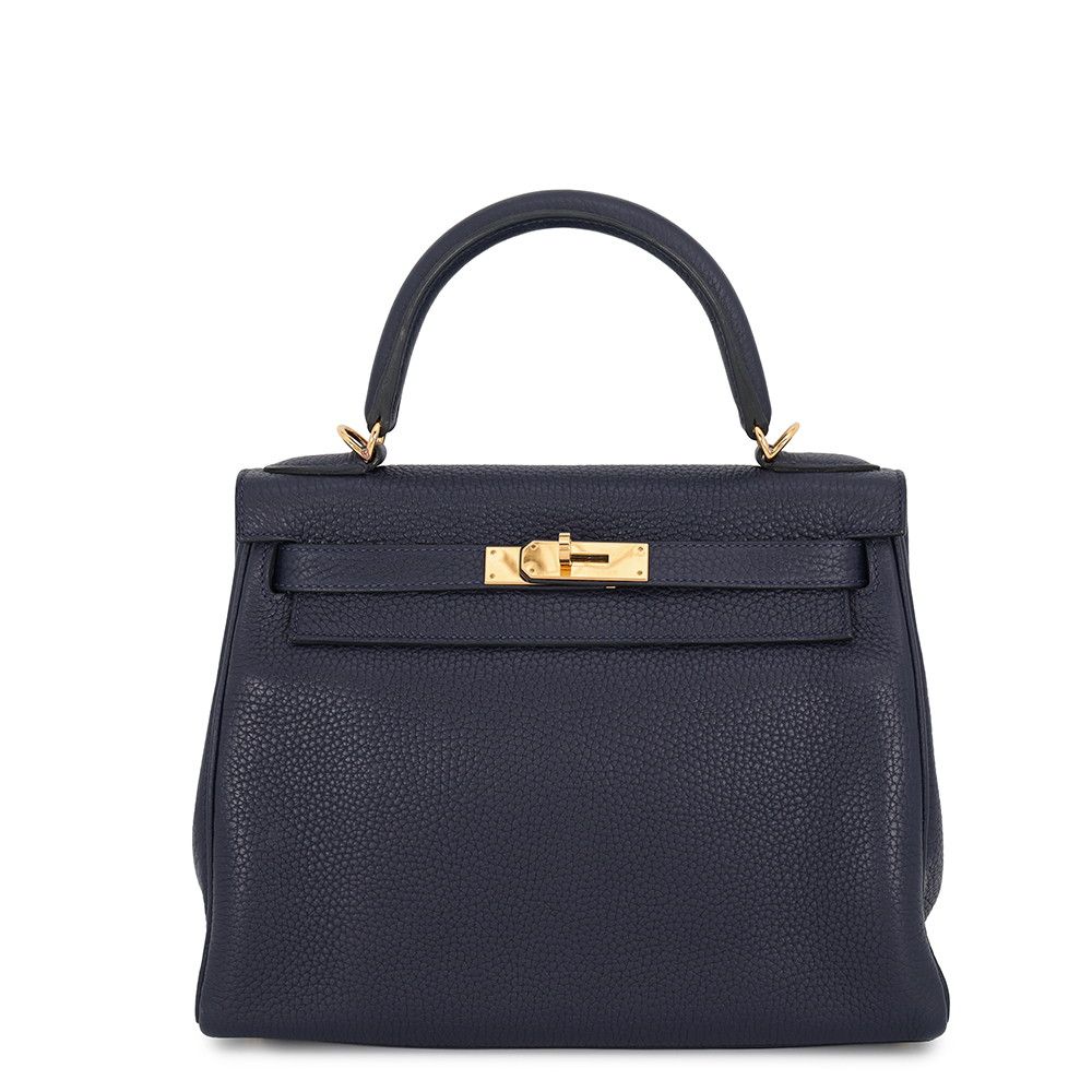 エルメス ハンドバッグ ケリー28 内縫い ブルーニュイ/ゴールド金具 トリヨンクレマンス X刻印 HERMES Kelly 2wayショルダー 825,930円