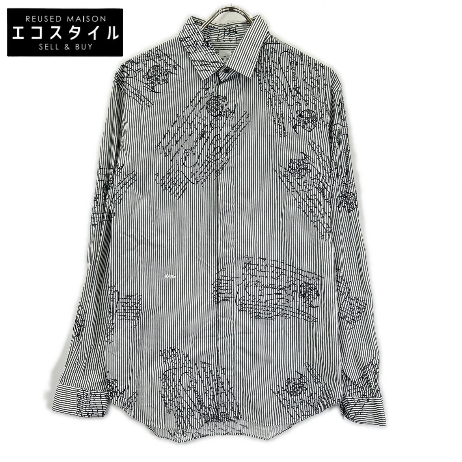 berluti　ベルルッティ　R16HTL46CAKR グレー ストライプ カリグラフィ ロングスリーブ ボタンシャツ　40