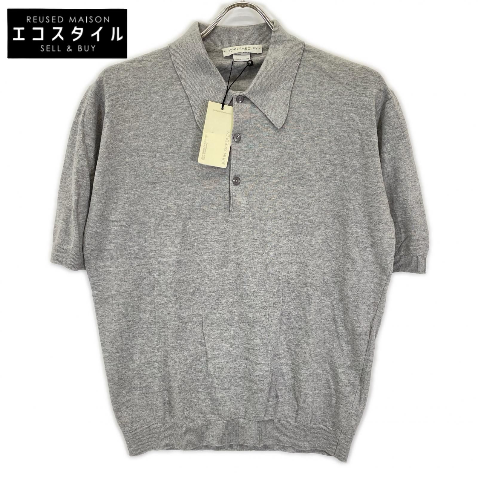 JOHN SMEDLEY　ジョンスメドレー　ライトグレー コットン 半袖ニットポロシャツ　S