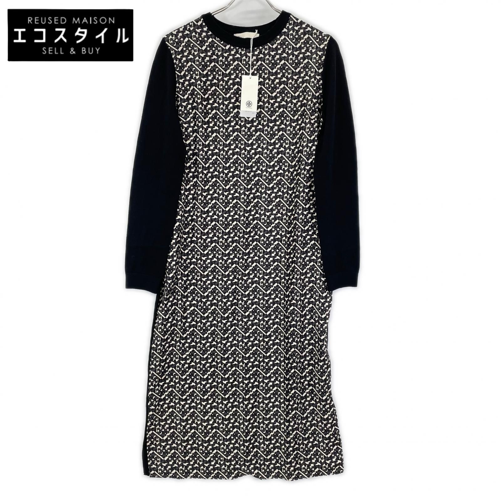 Tory Burch　トリーバーチ　ブラック×ホワイト ベルト付ワンピース 153977　S