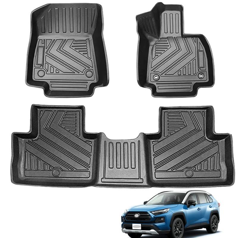 トヨタ との互換性あり RAV4 XA50型 3Dフロアマット 3Dカーマット 立体フロアマット 立体 TPE材質 耐汚れ 抗菌効果 防水 滑り防止 保護パーツ カー用品（ハイブリッド車 &ガソリン車 3PCS）ts