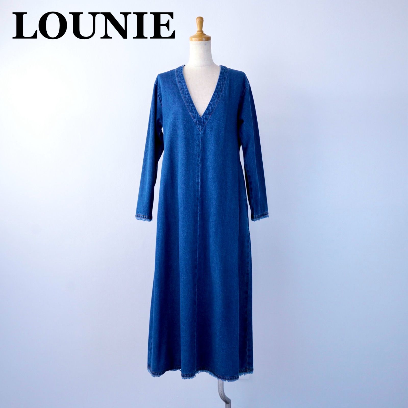 LOUNIE Vネックデニムワンピース