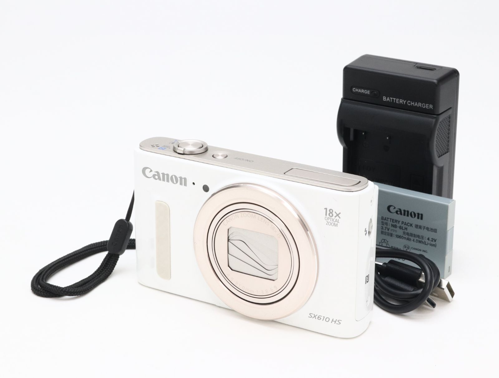 A- (美品) Canon キヤノン PowerShot SX610 HS ホワイト 初期不良返品対応 77-219