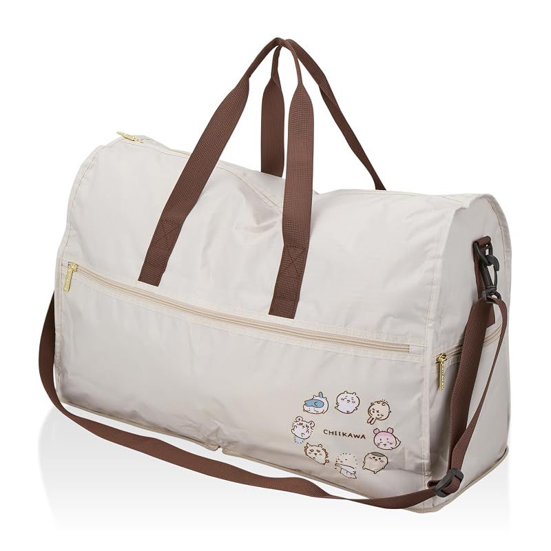 【新品】 折りたたみボストンバッグ ちいかわ Lサイズ 容量38L スーツケースにキャリーオン可能 ショルダーベルト付き HPL0004 CH1.ベージュサークル 6,246円