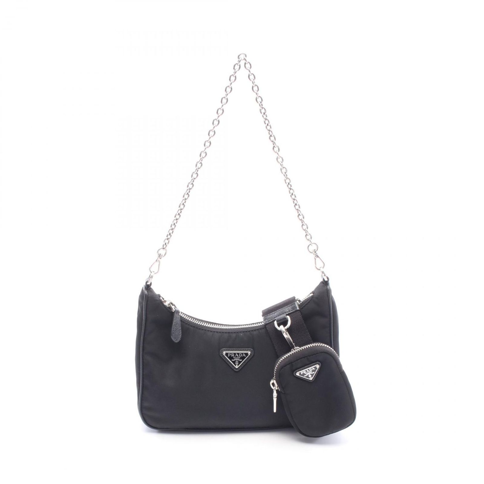 プラダ PRADA ショルダーバッグ Re-Edition 2005 ブラック ナイロン レザー Re-Edition 2005 2wayショルダー レディース Used A