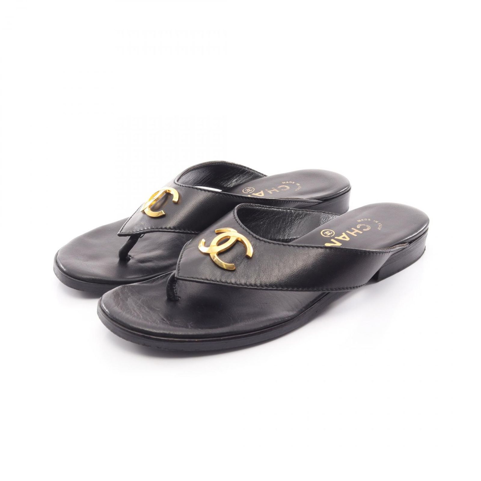 シャネル CHANEL サンダル ココマーク レザー サンダル レディース Used B