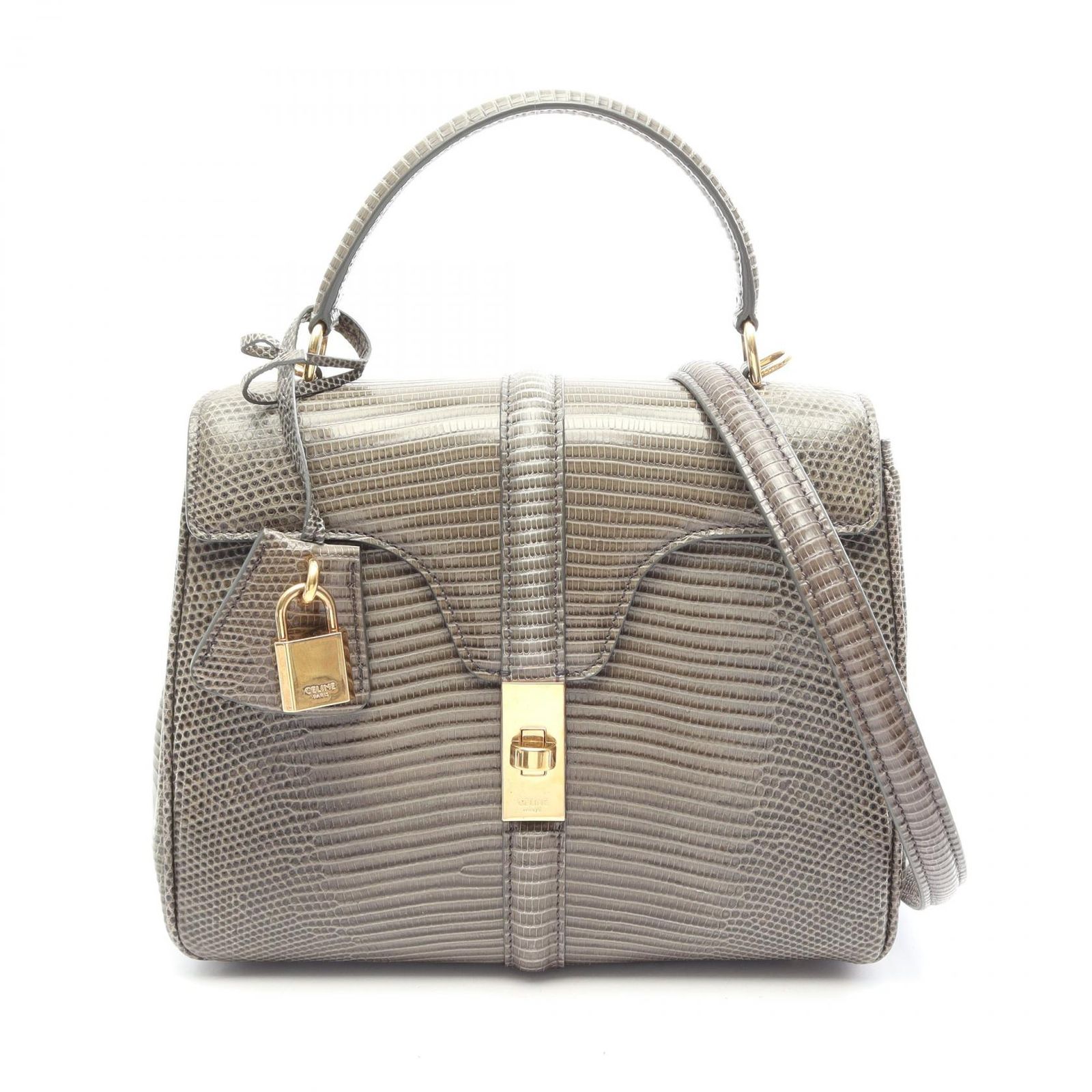 セリーヌ CELINE ハンドバッグ 16 セーズ スモール 2WAY カーキ レザー スモール 16 セーズ レディース Used B