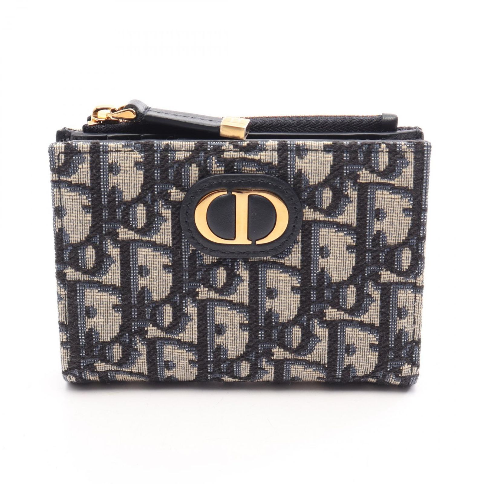 ディオール Dior 二つ折り財布 30 Montaigne Dahlia オブリーク S2197UTZQ_M928 ネイビー/アイボリー レザー 30 Montaigne オブリーク 二つ折り財布 レディース 未使用