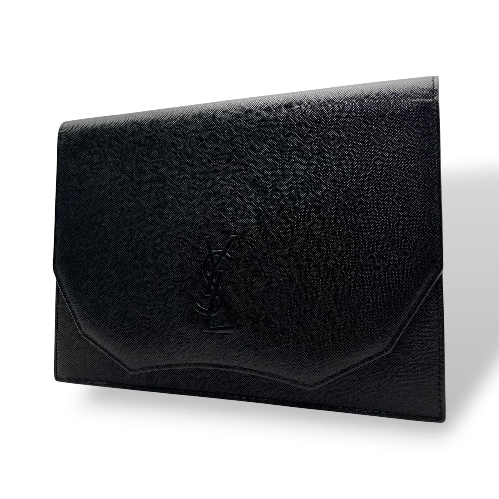 【美品】イヴサンローラン YSLロゴ レザー クラッチバッグ セカンドバッグ ハンドバッグ ブラック 黒 ゴールド金具 ヴィンテージ エレガント クラシック レトロ レディース メンズ 人気 K12