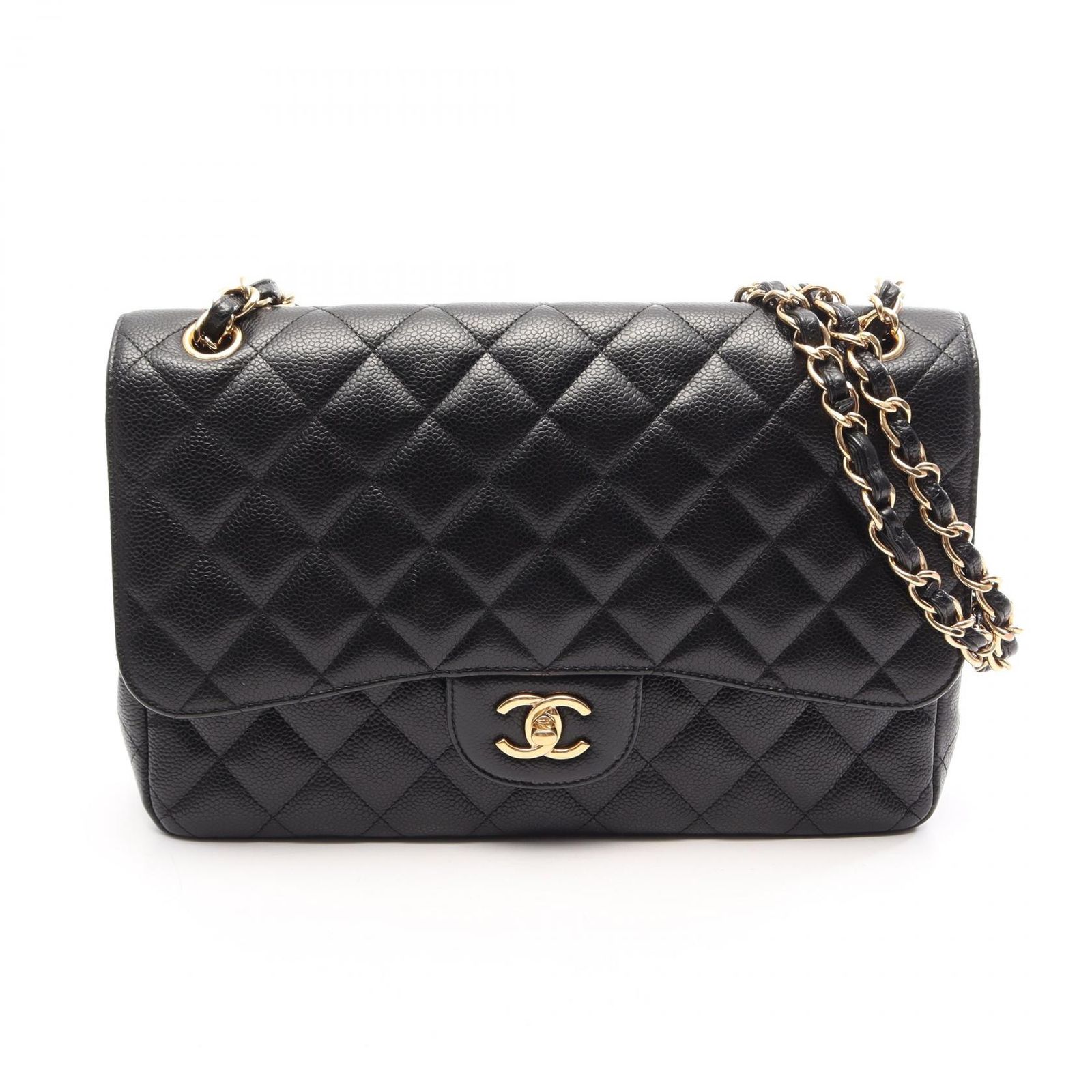 シャネル CHANEL ショルダーバッグ デカマトラッセ30 クラシック ラージ Wフラップ ブラック キャビアスキン(グレインドカーフ) デカマトラッセ チェーンショルダー