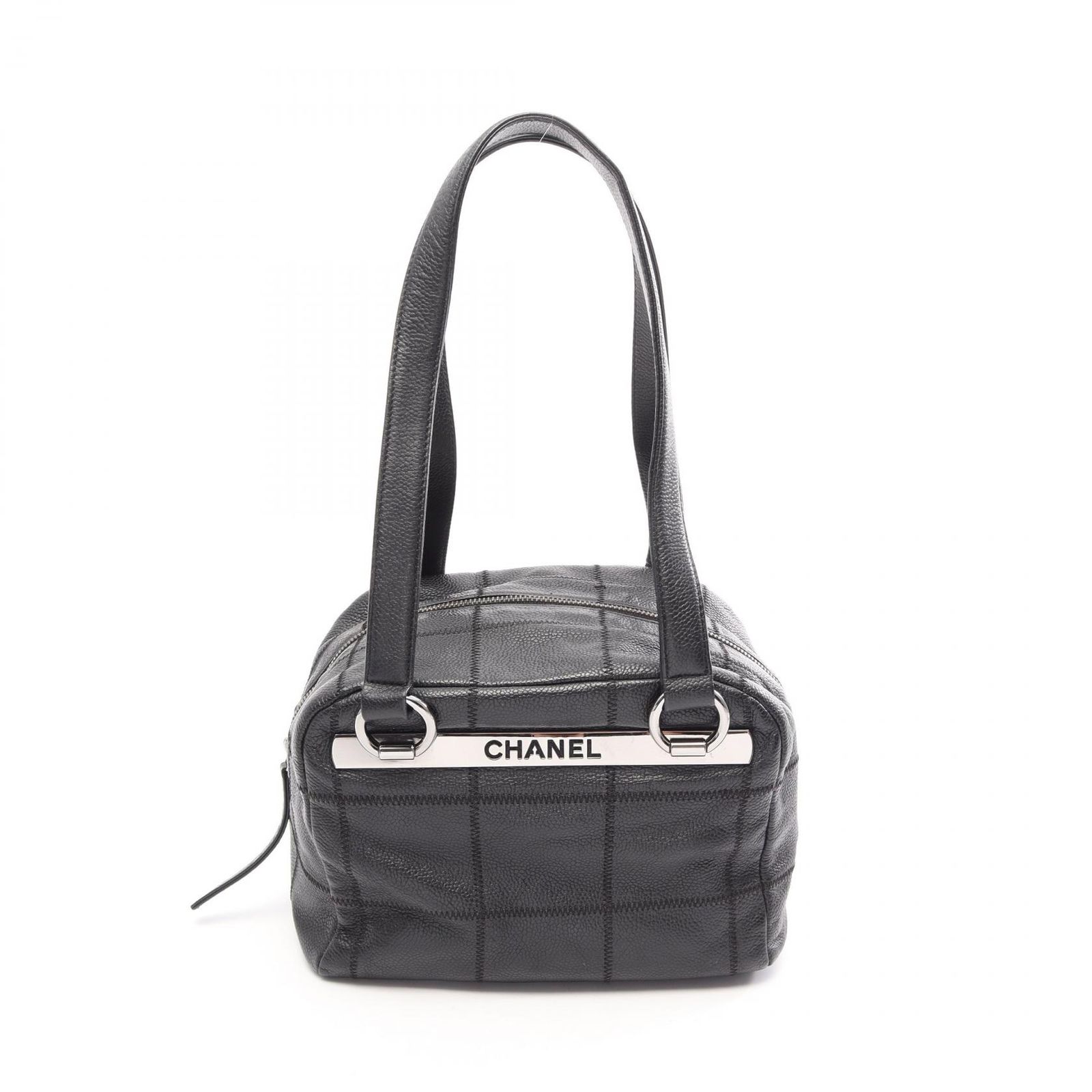 シャネル CHANEL トートバッグ チョコバー ブラック キャビアスキン(グレインドカーフ) チョコバー ミニ ボストバッグ レディース Used A 126,400円