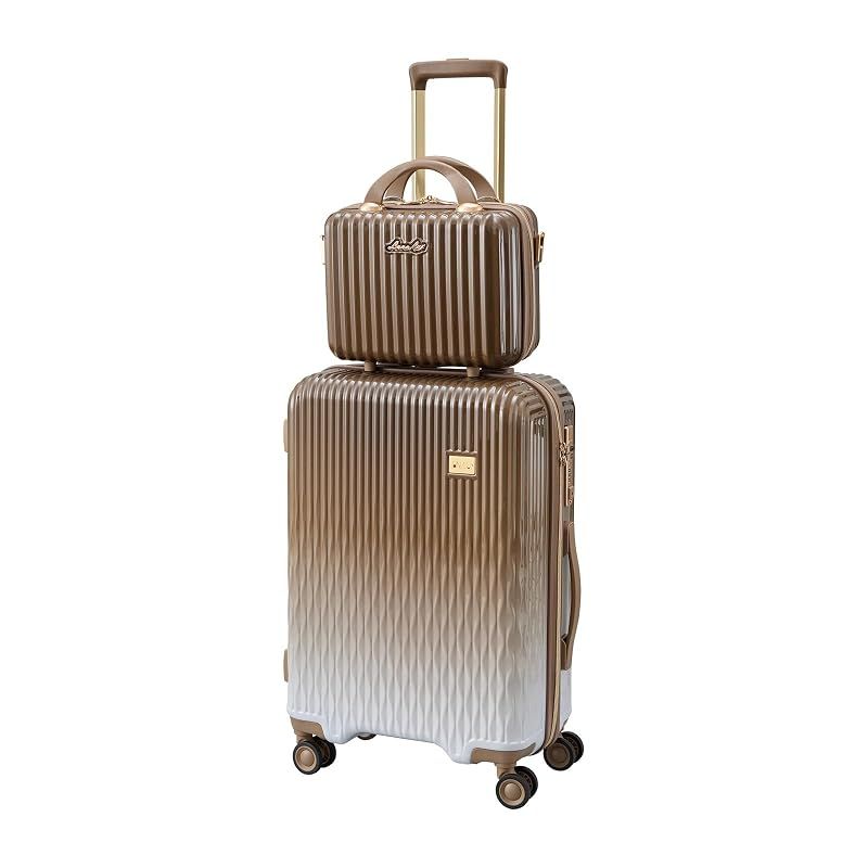 【新品】 スーツケース Mサイズ 43L ミニトランク付き 日乃本ダブルキャスター 2WAYロック カップホルダー 内装抗菌防臭加工 ルナルクス LUN2308-55 カフェラテ 16,454円