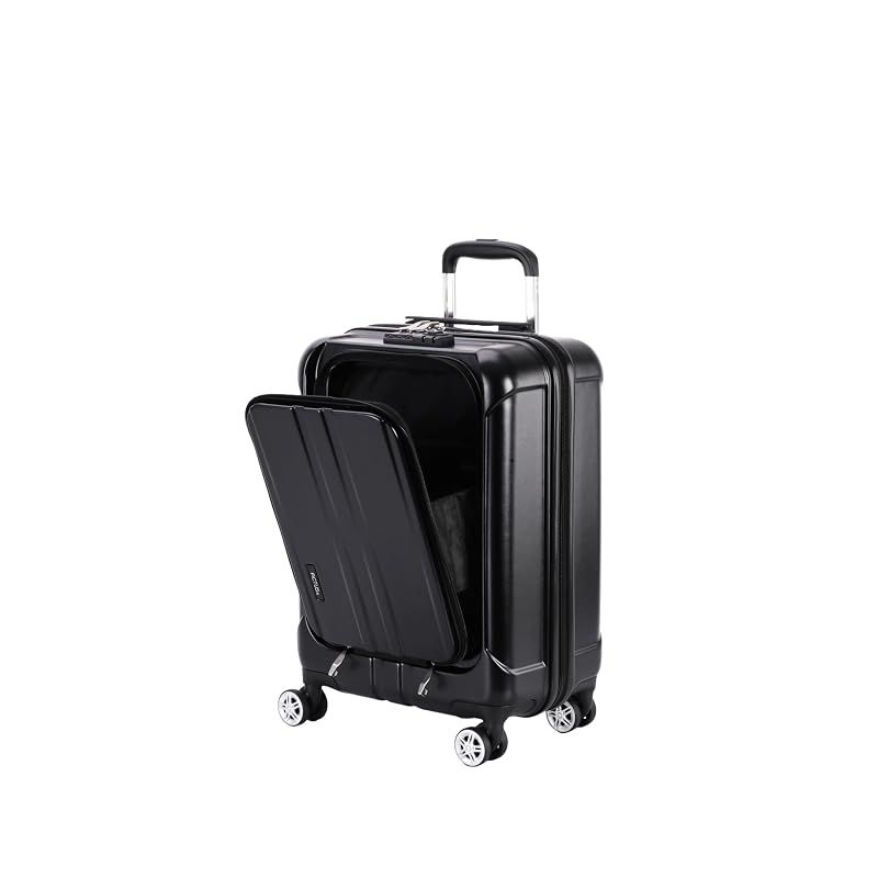 【新品】 [アクタス] キャリーケース ジッパー フロントオープン 預入無料 約60L 約3.9kg ブラックカーボン