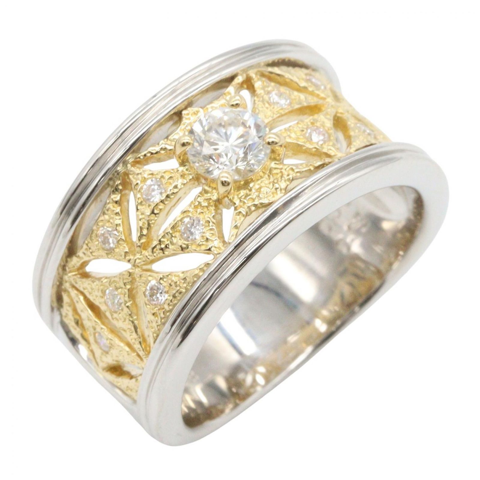 ジュエリー JEWELRY リング・指輪 ダイヤモンド リング ﾀﾞｲﾔ 13.7g #12 Pt900プラチナ K18（イエローゴールド） リング レディース Used A