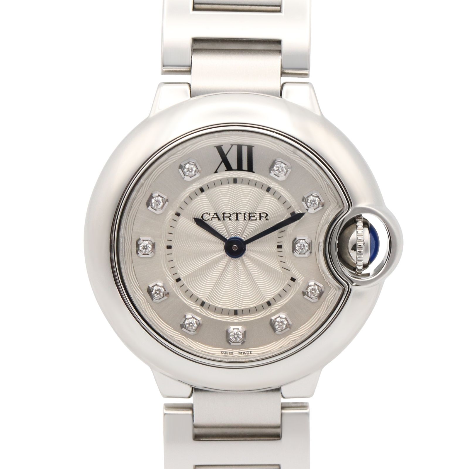 カルティエ CARTIER 腕時計 バロンブルー SM 11Pダイヤ WE902073 シルバー ステンレススチール バロンブルー SM 11Pダイヤ レディース Used A 310,860円