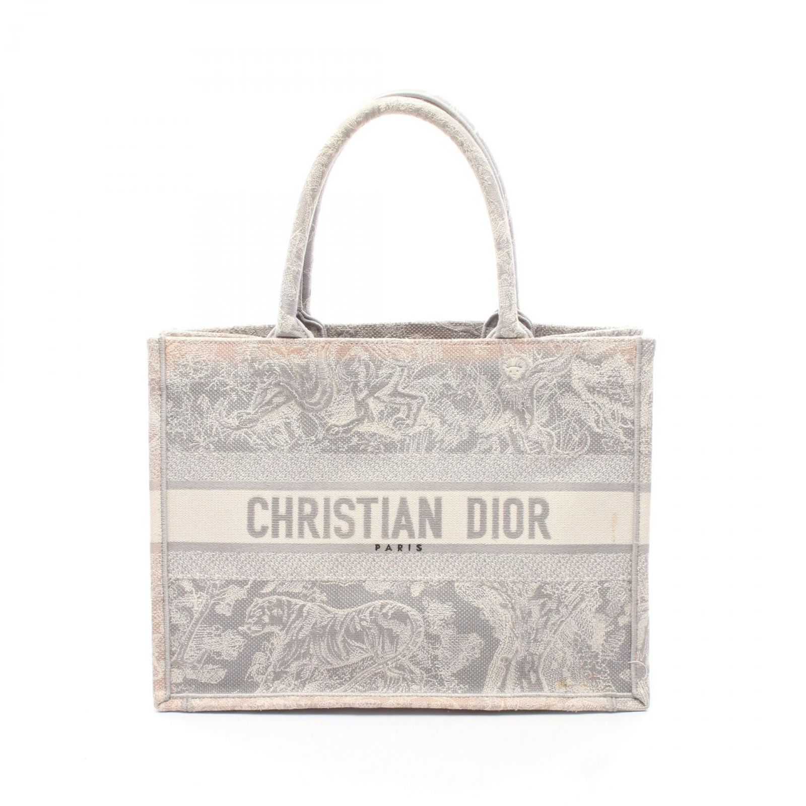 ディオール Dior トートバッグ BOOK TOTE ブックトート ミディアム グレー/ホワイト キャンバス ブックトート ミディアム レディース Used B