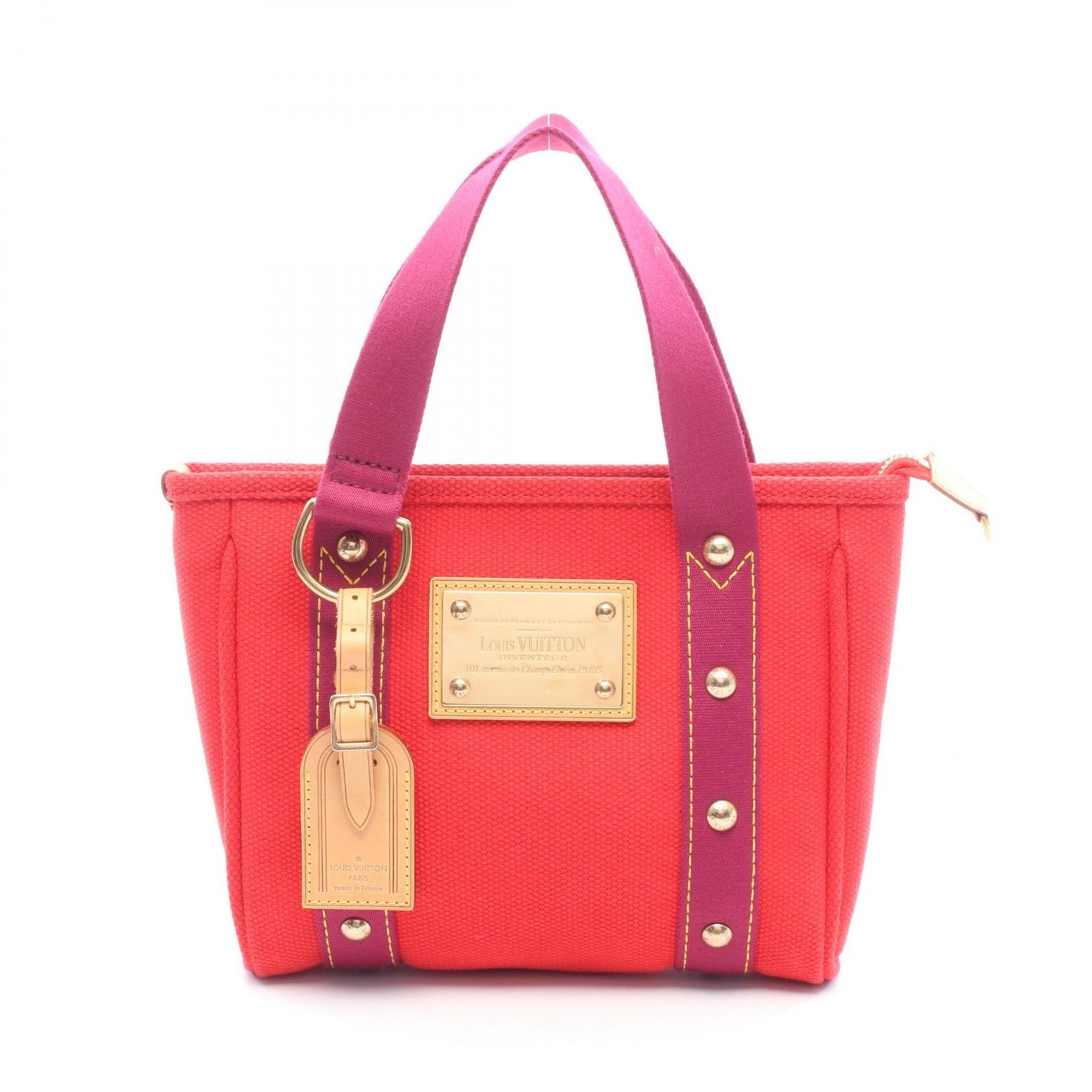 ルイ・ヴィトン LOUIS VUITTON トートバッグ カバPM アンティグア M40037 レッド キャンバス レザー カバ・アンティグアPM レディース Used A
