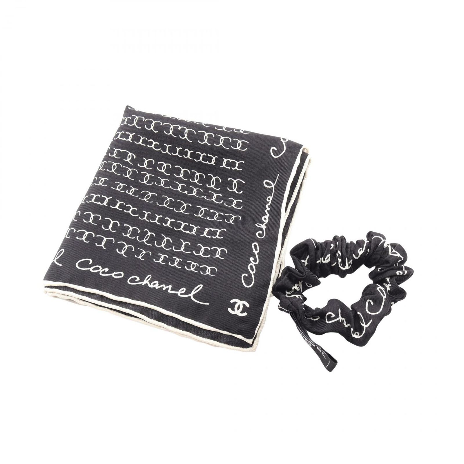 シャネル CHANEL ココマーク シュシュ スカーフセット ブラック その他 シュシュ スカーフセット レディース Used A 41,470円