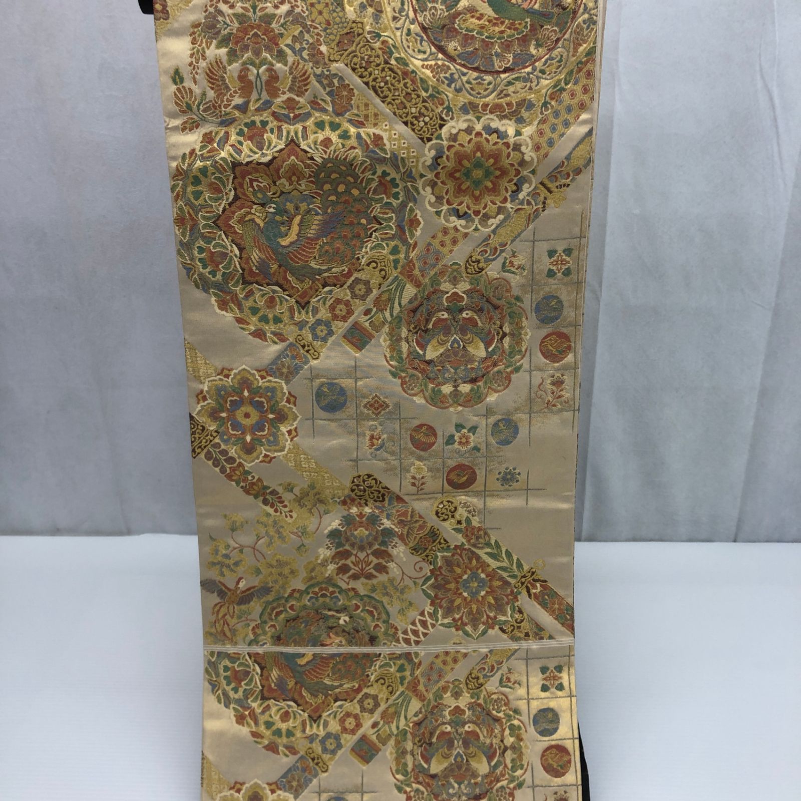 袋帯　逸品　鳳凰　華文　金銀糸　刺繡　和装小物 六通　正絹　帯　全長　約４４０㎝　幅３１㎝