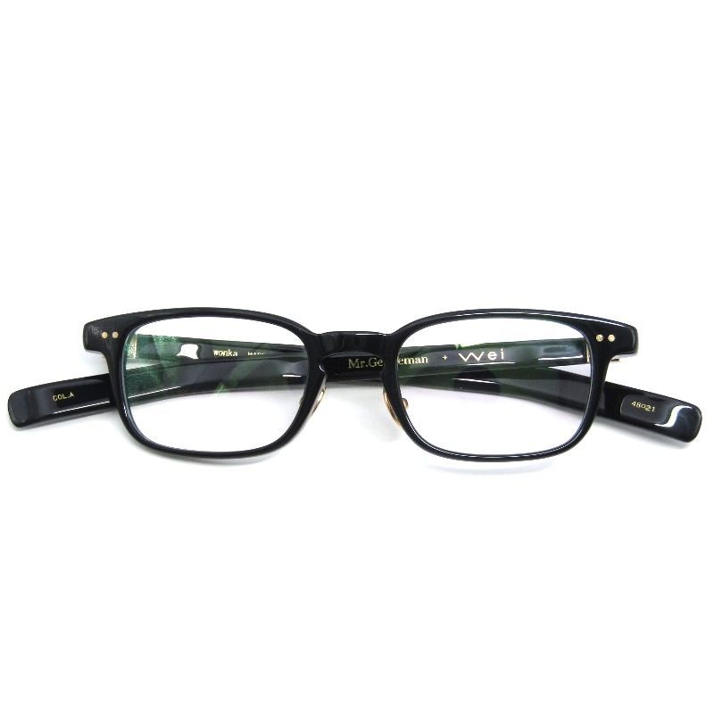 未使用 Mr.Gentleman EYEWEAR × wei ミスタージェントルマン メガネフレーム WONKA 日本製 ウォンカ スクエア A Black 61006177