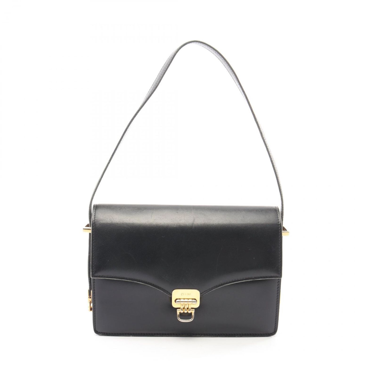 セリーヌ CELINE ショルダーバッグ 黒 レザー ショルダー レディース Used B