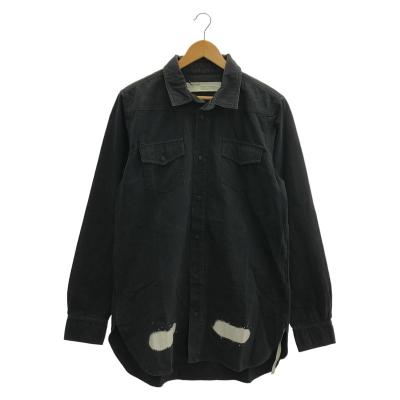 【中古】OFF-WHITE バックスプレーロゴシャツ サイズM オフホワイト[24]