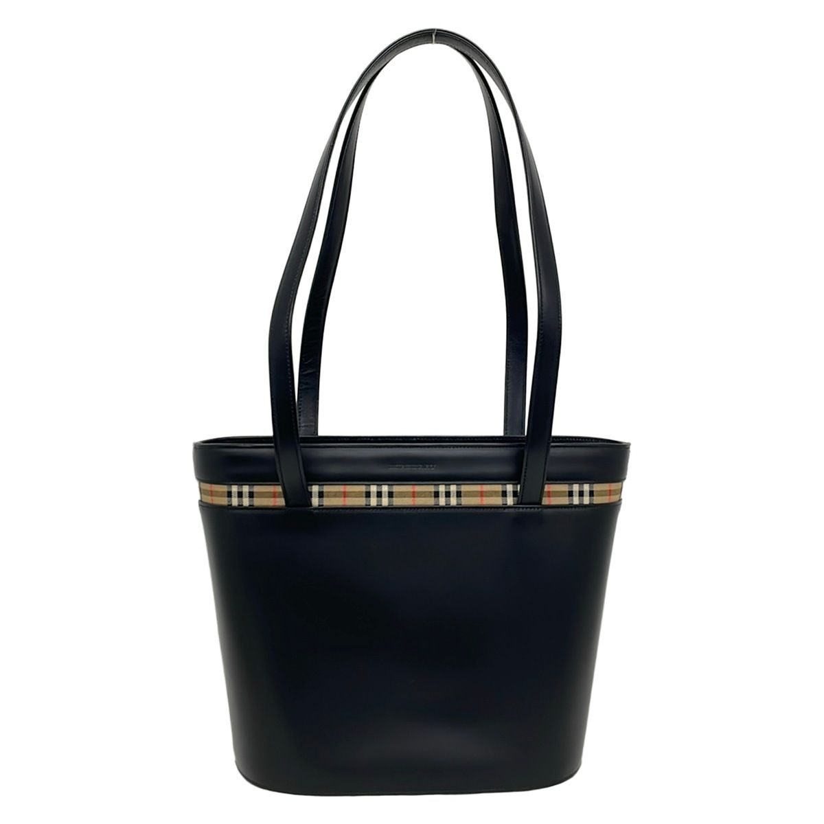BURBERRY/Burberry(バーバリー) トートバッグ - 黒×ベージュ×マルチ チェック柄 レザー