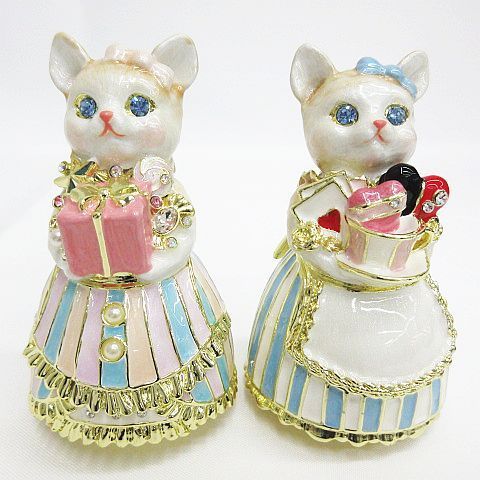 2点セット PIEARTH ピィアース 猫シリーズ ジュエリーボックス ルル・キャンディ 水色ドレス プレゼント ジュエリーケース 置物 東京銀座ピカルス G17Z