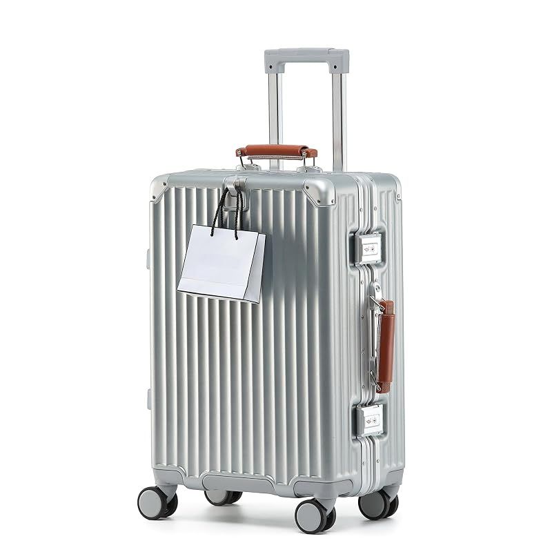【新品】 [Yuweijie] 新感覚！モダン！スーツケース キャリーケース 機内持ち込み 大型 シルバー 軽量アルミフレーム式 キャリーバッグ 静音 ダブルキャスター TSAロック レトロ おしゃれなハンドル 疲れない設計 入学 海外旅行出張 Sサイズ 1~ 9,939円