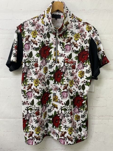 【中古】DANCE WITH DRAGON ダンスウィズドラゴン マルチフラワー柄ハーフジップ半袖シャツ D1-183321 マルチカラー 3 991879595