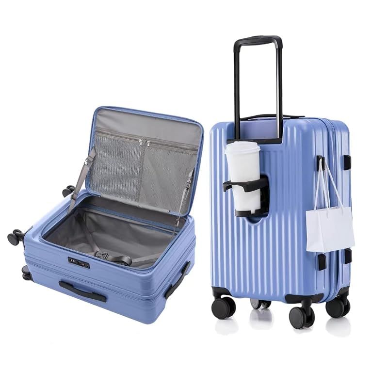 【新品】 [Yuweijie] スーツケース キャリーケース 片開き 拡張機能付き フロントオープン 大容量 機内持ち込み 超軽量 ファスナータイプ カップホルダー付き TSAロック キャリーバッグ 横開き ビジネス 旅行 出張 98-108リットル XLサイ