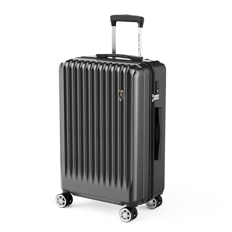 【新品】 [New Trip] スーツケース キャリーケース 機内持ち込み 軽量 大型 S/M/Lサイズ キャリーバッグ 耐衝撃 大容量 ファスナータイプ 静音 ダブルキャスター TSAロック 海外 旅行 ビジネス 出張 (ブラック、Sサイズ/機内持ち込み：1
