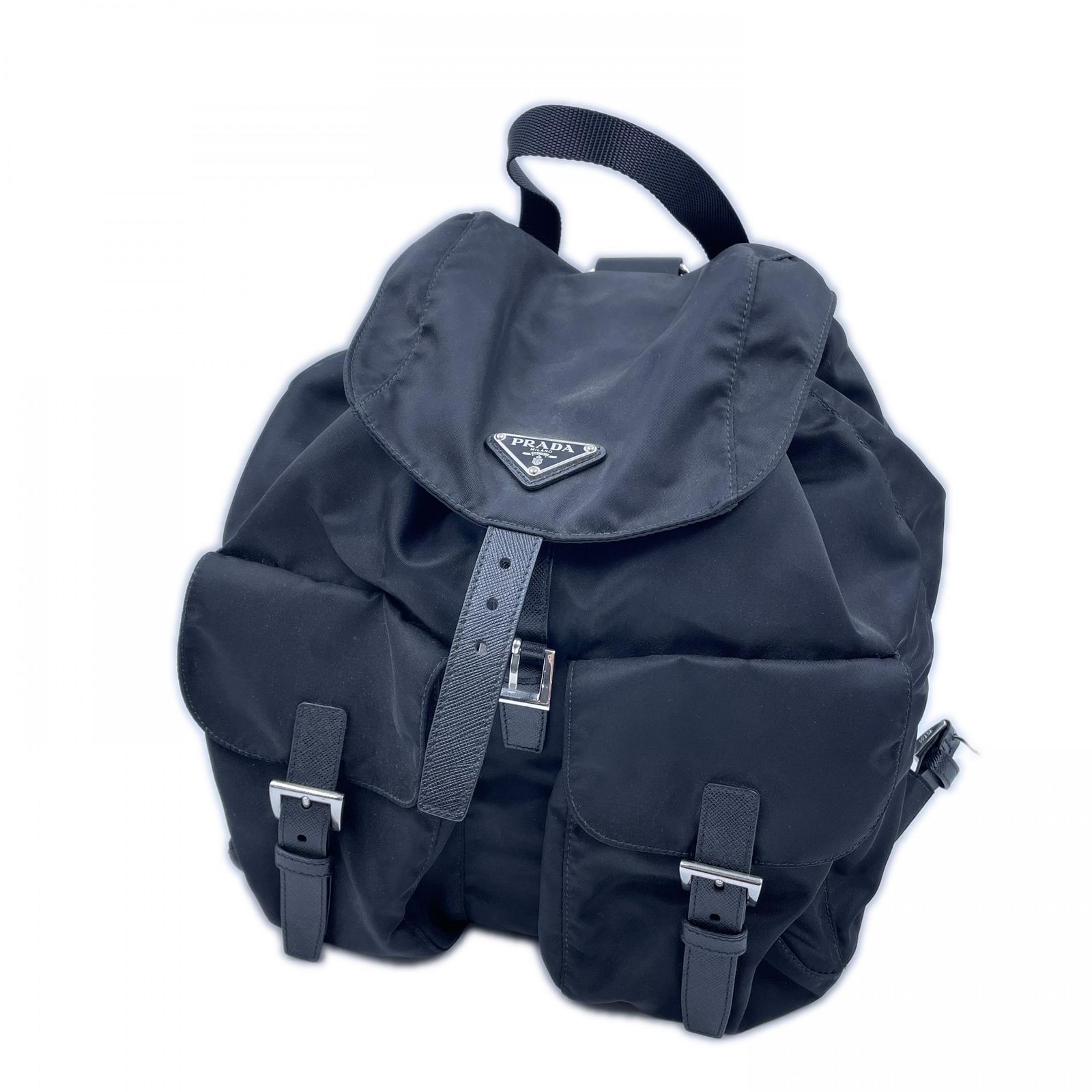 7C024PRADA プラダ バックパック 三角ロゴリュック・デイパック レディース ナイロン ブラック 中古