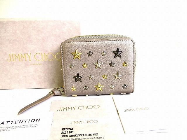 ジミーチュウ Jimmy Choo スター REGINA レザー 2つ折り 財布 コンパクト財布 メンズ レディース 【未使用保管品】 35,750円