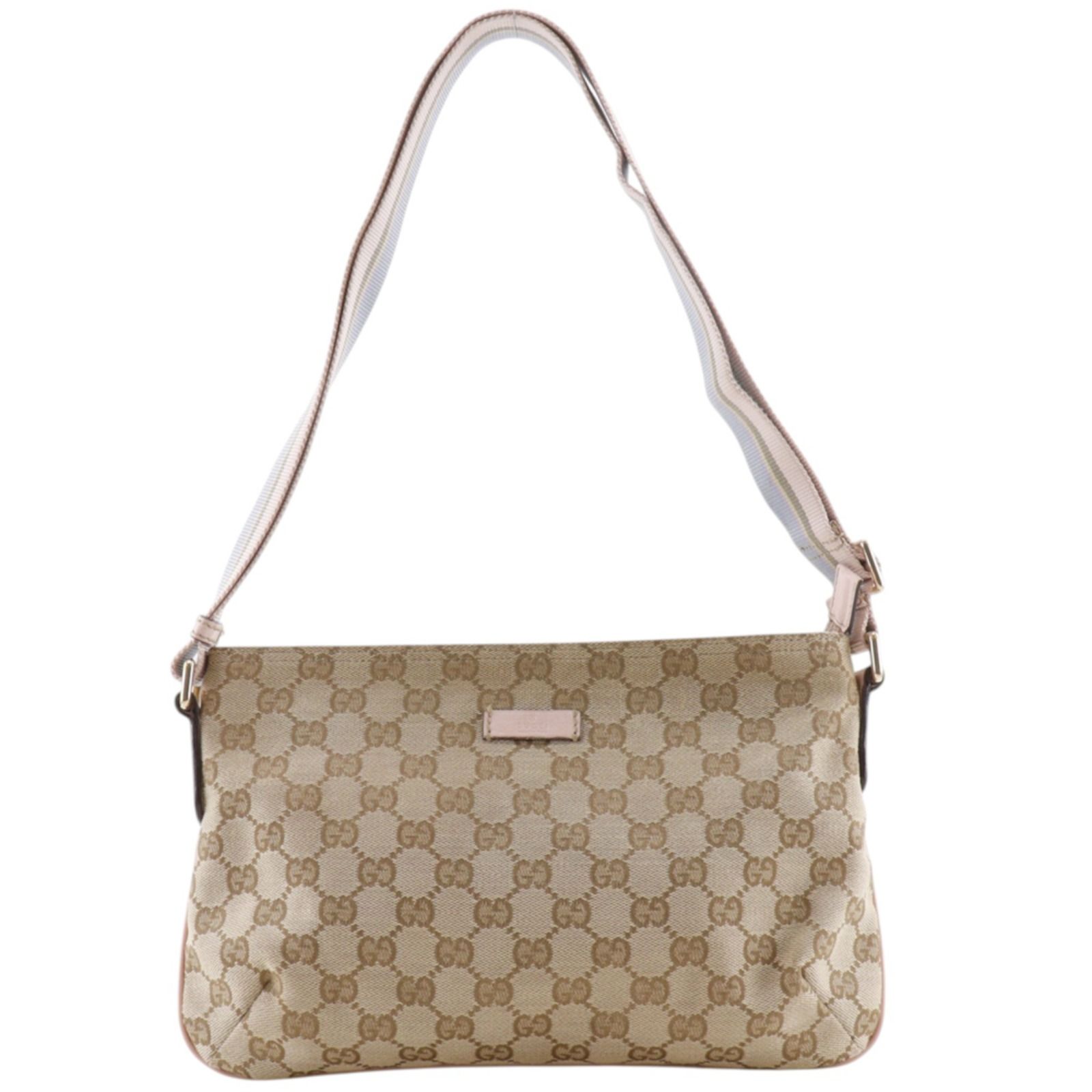 【GUCCI】グッチ 189749 GGキャンバス 茶/ピンク レディース ショルダーバッグ