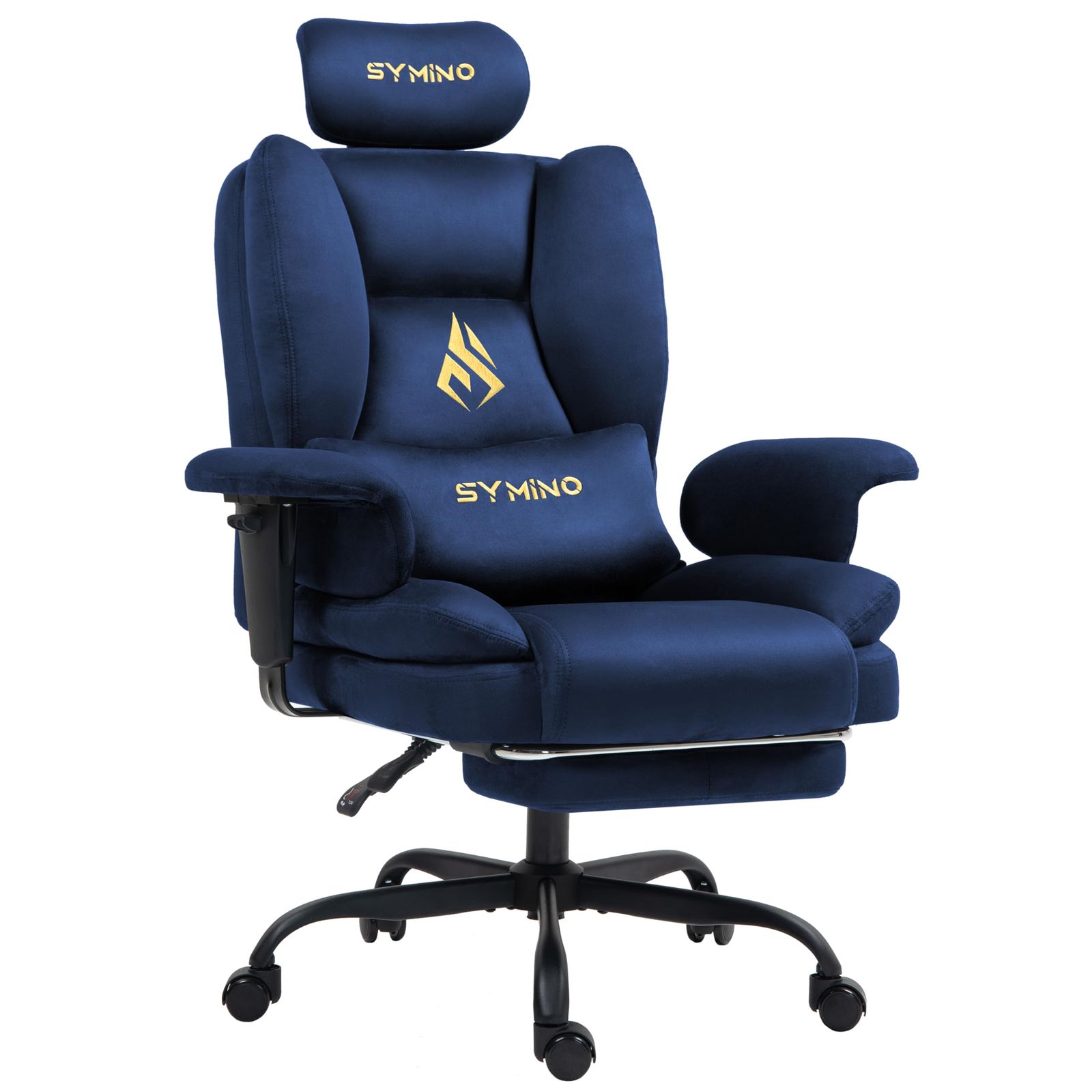 Symino ゲーミングチェア 上質スエード素材 ポケットコイル内蔵 オットマン付 155度リクライニング オフィスチェア 社長椅子 人間工学設計 ソファーの座り心地 なめらかな肌触り 通気性 肉厚クッション ワイド座面 昇降アームレスト 疲れない テレワｍａ