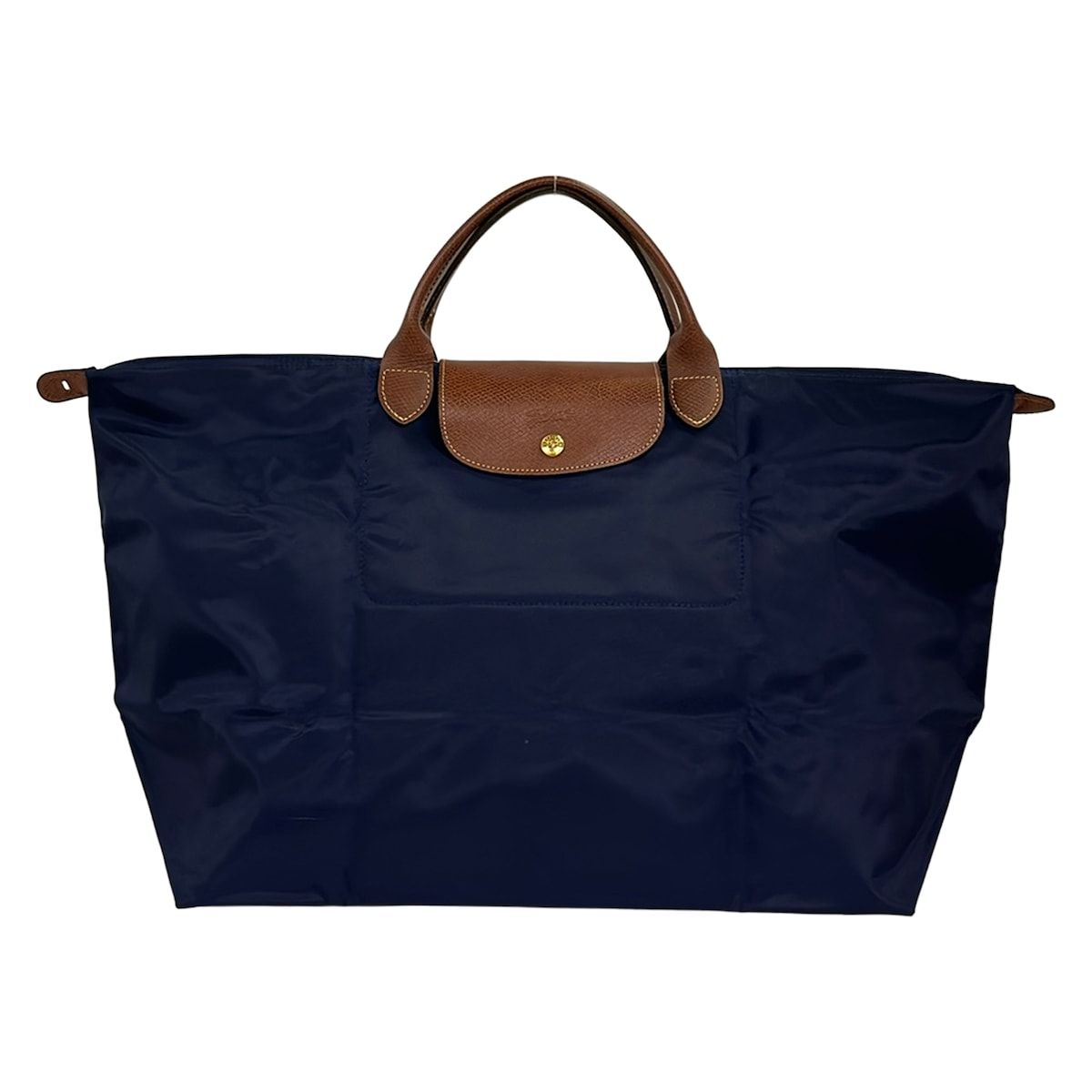 LONGCHAMP(ロンシャン) ボストンバッグ ル・プリアージュオリジナル ネイビー×ブラウン 折りたたみ レザー