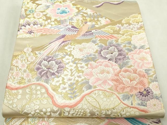 平和屋本店▼六通柄袋帯　唐織　九百錦　裂取牡丹更紗小花文　純金箔　正絹　逸品　DABI4750sf 10,731円