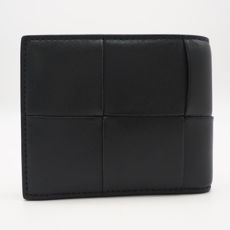 ★3日以内返品可★ 美品 BOTTEGAVENETA ボッテガヴェネタ マキシイントレチャート カセット コインパース付き二つ折りウォレット 749455 二つ折り財布 グレー カーキ カーフレザー メンズ