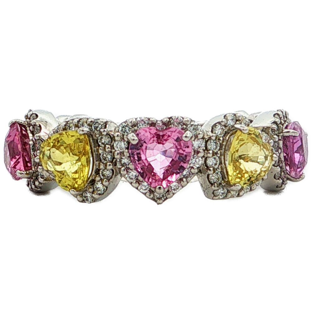 2.07 ct 0.34 ct heart motif fancy color sapphire diamond ring ring PT950-4.5g 12 #52 platinum [] [S] [ladies] ■619746 [pre]